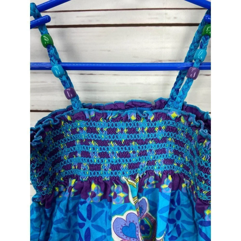 The Children's Place Size Small 5/6 Blue Green Floral Butterfly‎ Sun Dress - Picture 5 of 6